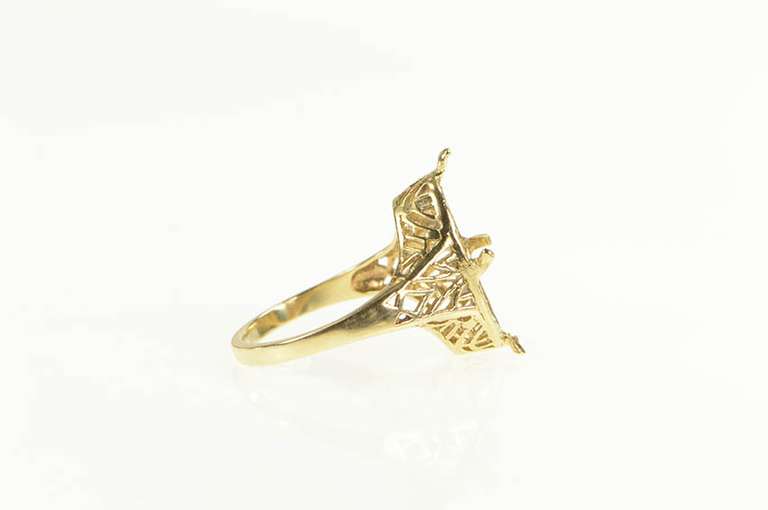 10K Yellow Gold Marquise Ornate Filigree Engagement Setting Ring