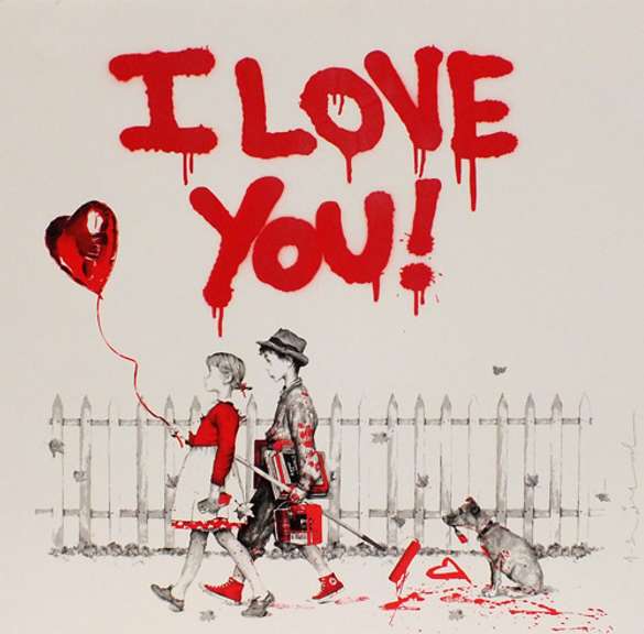 Extremely Rare and Collectable Signed Mr. Brainwash- I Love You