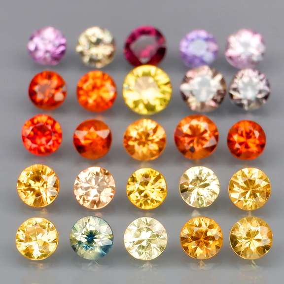 Sparkling 25 piece 3.52ct fancy color Sapphire set