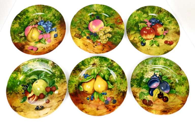 6 Vintage Rochard Limoges Fruit Plates