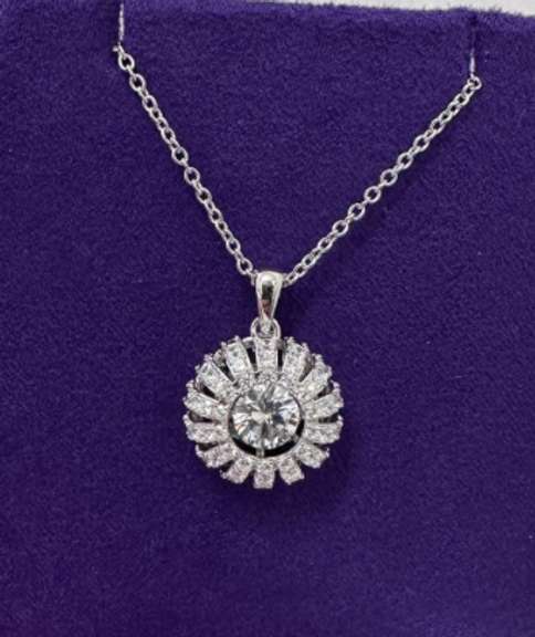 Platinum over 925 Solid sterling Silver dancing stone pendant