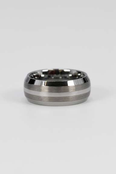 Men's Tungsten Carbide Two Tone Thin Stripe Wedding Band Comfort Fit Ring Size 6.5