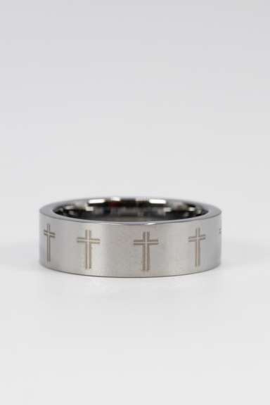 Men's Tungsten Carbide Cross Pipe Cigar Band Wedding Band Comfort Fit Ring Size 14