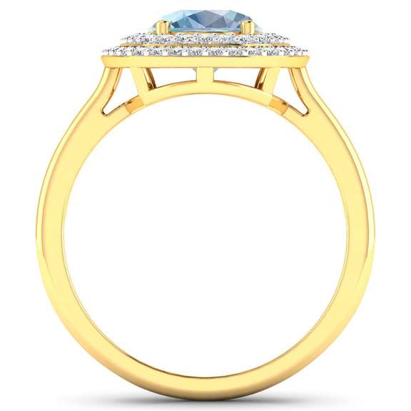 14 Kt Yellow Gold Aquamarine Diamond Ring