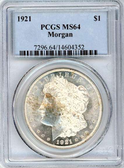 1921 Morgan Silver Dollar in PCGS MS64