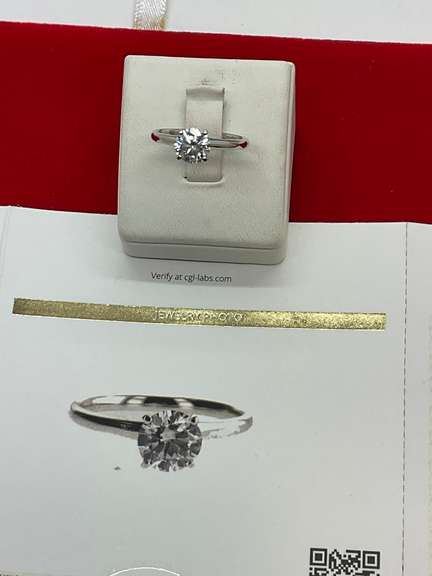 CERTIFIED 14K WHITE AND LAB GROWN SOLITAIRE DIAMOND RING