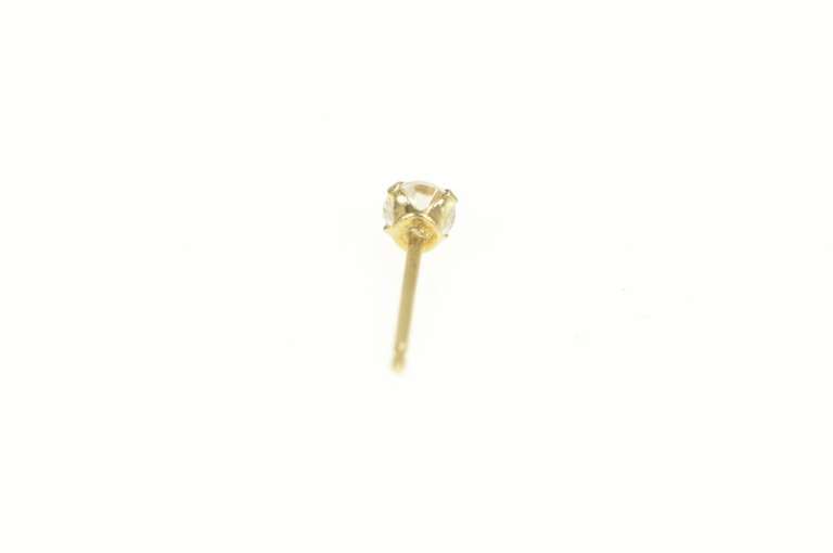 14K Yellow Gold Round Single Solitaire Cubic Zirconia Stud Earring