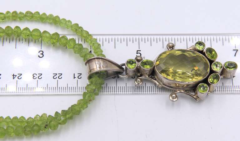 Peridot Double Strand Necklace with Pendant