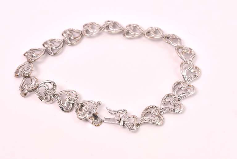 Illusion Cut Heart Shaped Sterling Silver Bracelet