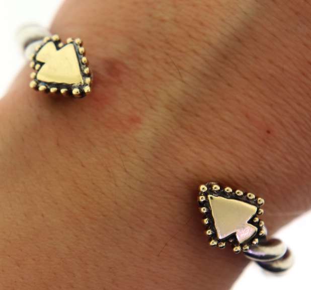 Sterling Silver And 14K Yellow Gold Twisted Cuff Bracelet