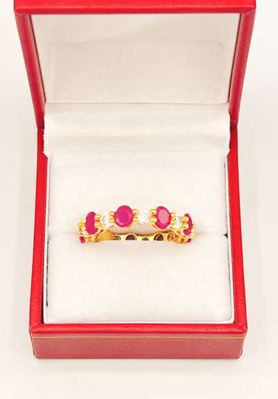 Beautiful Ruby & White Sapphire Eternity Band Ring