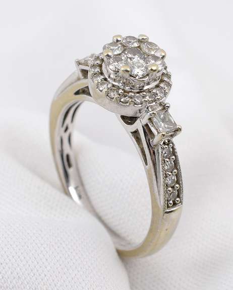 Modern White Gold Diamond Cluster