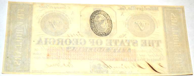 $5 Uncirculated Jan 15 th 1862 State of Georgia Note