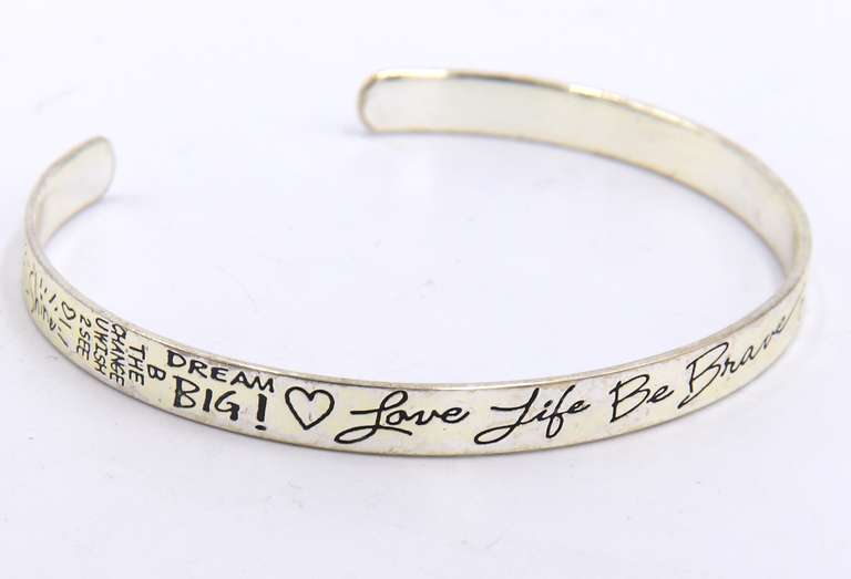 Vintage 925 Sterling Silver Engraved Cuff Bangle