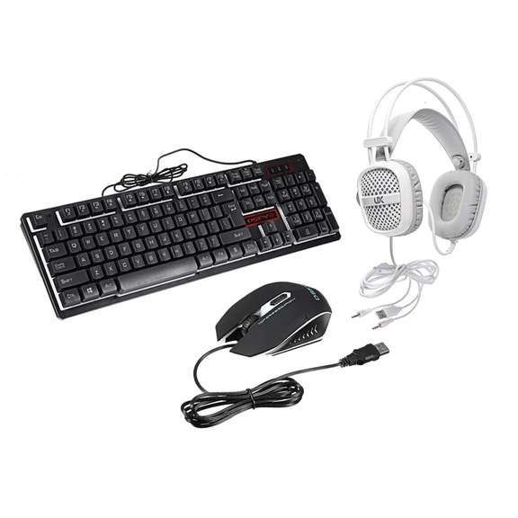 3-In-1 USB Wired Keyboard Mouse Colorful Headset Set