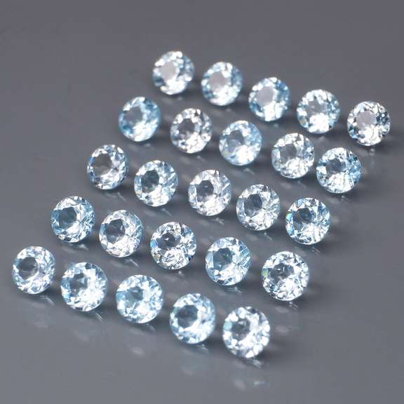 Matched! 25 piece 5.17ct full fire baby blue Topaz set