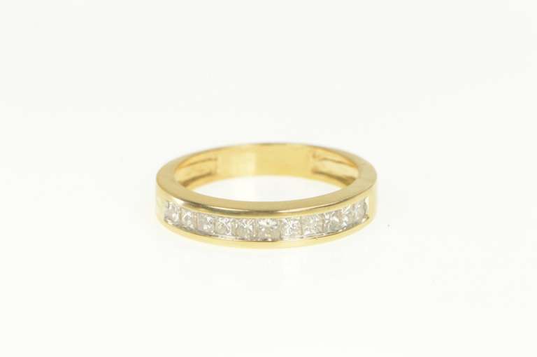 14K Yellow Gold 0.66 Ctw Princess Cut Diamond Wedding Band Ring