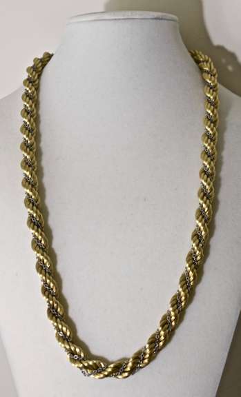 Elegant and Heavy 14K Two-Tone Wrapped Rope Necklace