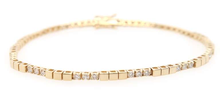 1.00ctw Diamond Triple Stone Station Bracelet in 14K Yellow Gold