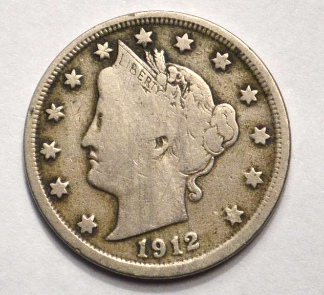 1912-S Key Date Liberty V Nickel, Circulated.