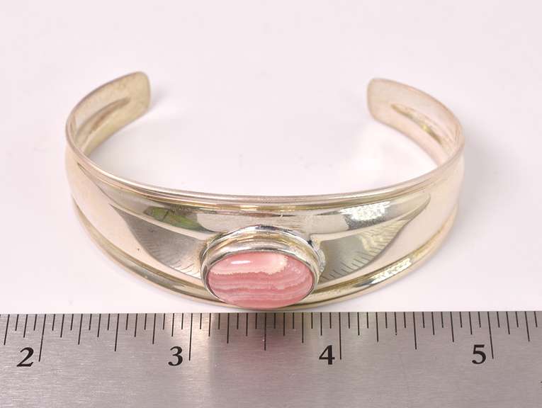 Red And White Gem Set In Sterling Bracelet