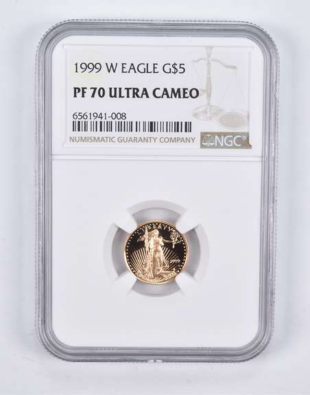 PF70 UCAM 1999-W $5 American Gold Eagle 1/10 Oz. .999 Fine Gold NGC