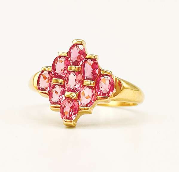 14kt Solid Yellow Gold & Pink Sapphire Ring