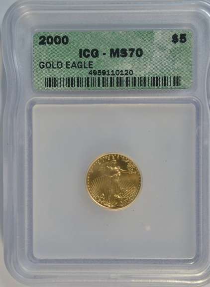 Perfect Gem BU Better 2000 $5 American Gold Eagle. ICG MS70