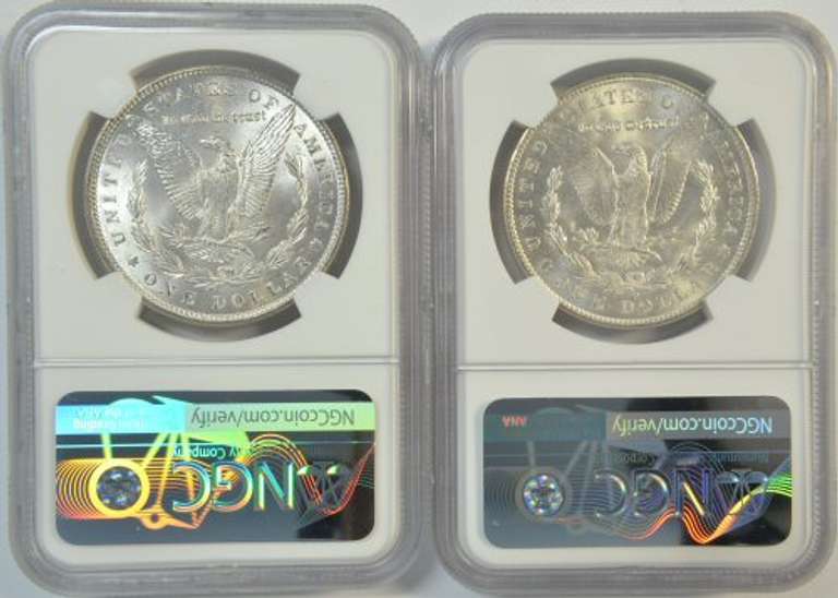 Better near Gem BU 1900-P & 1904-O Morgan Silver Dollars. NGC MS64
