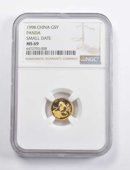 MS69 1998 China 5 Yuan Gold Panda Small Date NGC