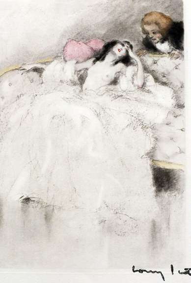 Louis Icart, 1938 original copperplate signed stamp . Erotica series