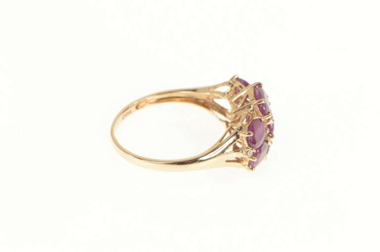 14K Rose Gold 4.06 Ctw Oval Ruby Diamond Cluster Statement Ring