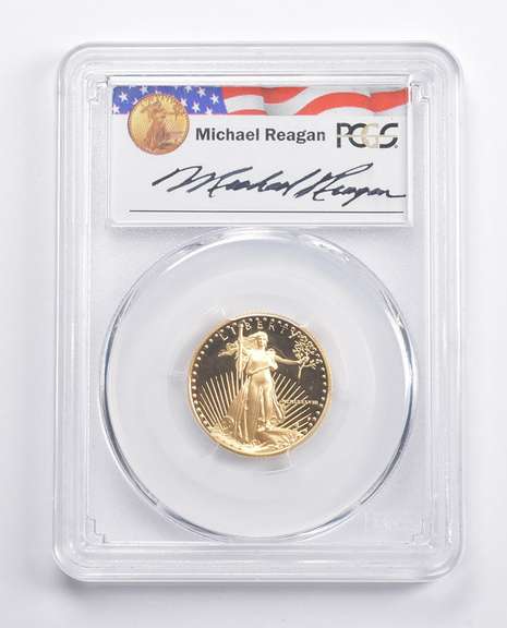 PR69DCAM 1988-P $10 American 1/4 Oz Gold Eagle Reagan Legacy Sign PCGS