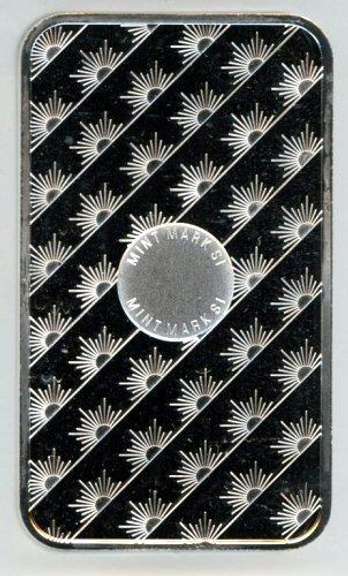 Sunshine Mint 5 Troy Ouces pure .999 fine silver bar in plastic