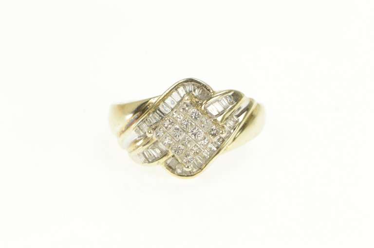 10K Yellow Gold 1.00 Ctw Invisible Set Diamond Engagement Ring