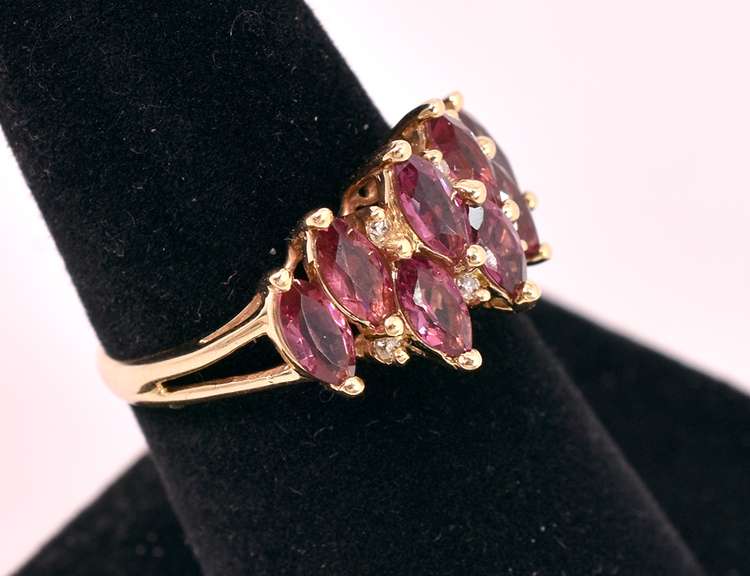 Precious Pink Tourmaline and Diamond Ring in 14k Yellow Gold
