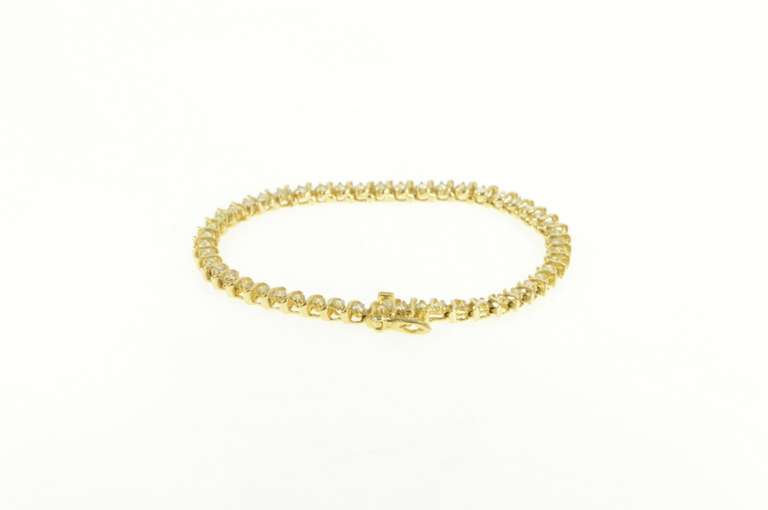 14K Yellow Gold 1.75 Ctw Diamond Wavy Vintage Tennis Bracelet