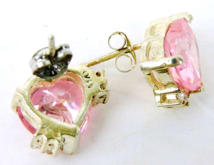 Sterling Pink Quartz Heart Earrings
