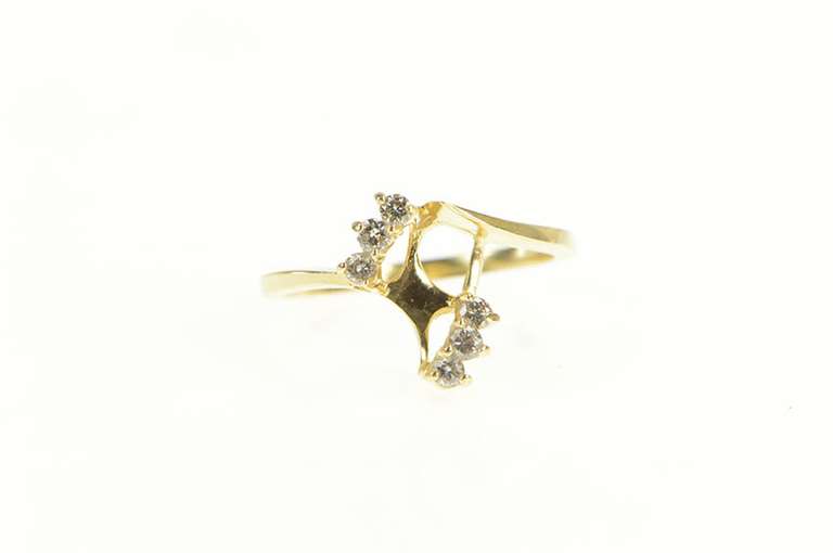 14K Yellow Gold Diamond Marquise Bypass Wedding Wrap Band Ring