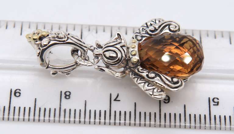 925 Sterling Silver Signed Quartz Fly Pendant