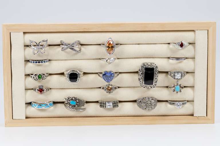 Sterling Silver Ring Assortment Various Sizes & Styles (20 Ring Lot)