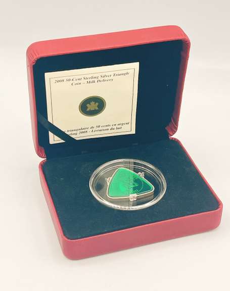 50cent sterling silver triangle coin, milk delivery