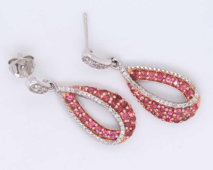 Vintage 925 Sterling Silver Gemstone Dangle Earrings
