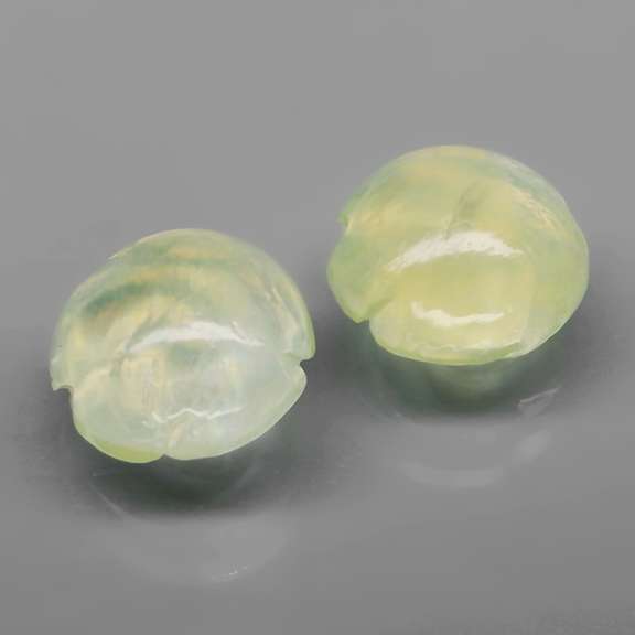 Translucent! 5.31ct pale green Prehnite flower carvings