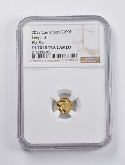 PF70UCAM 2017 Cameroon 100 Francs Leopard Big Five 0.5g Fine Gold NGC