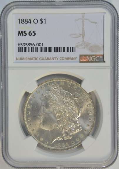 Blazing-white Gem BU 1884-O Morgan Silver Dollar. NGC MS65