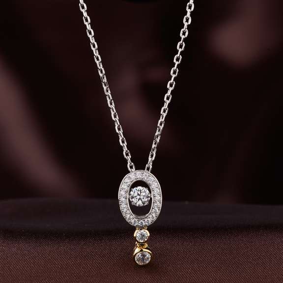 Platinum over 925 sterling silver two tone dancing stone pendant