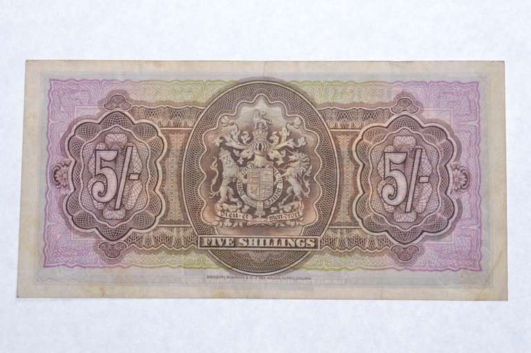 1937 Bermuda 5 Shillings - World Note