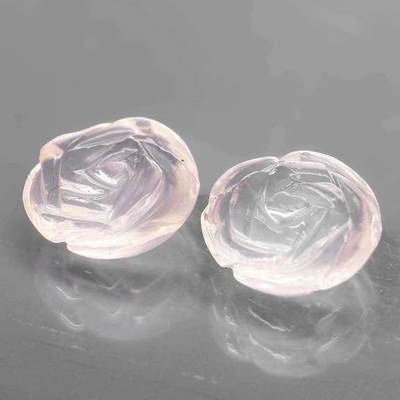 Translucent! 3.17ct pale pink Quartz flower carvings