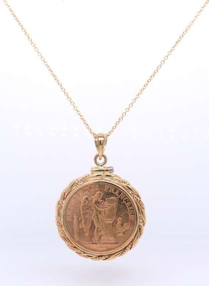 Incredible Francs 20 1895 Coin in Rope Bezel on Chain